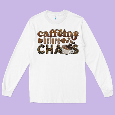 Caffeine Before Chaos Long Sleeve Tee Designed By Barkaloodesign