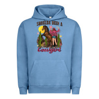 Pigment Pebble Blue shoulda been a cowgirl bucking horse Urban Hoodie - texasbilliewilder