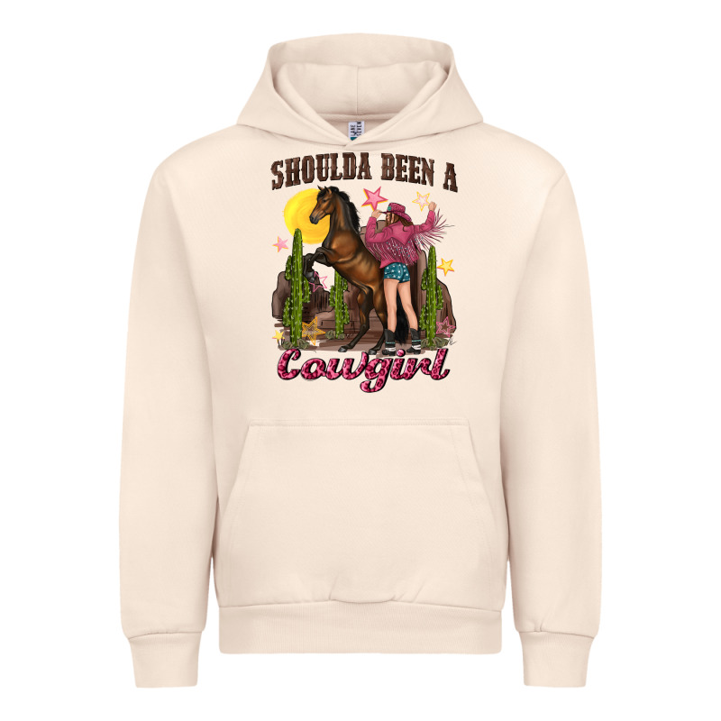 Shoulda Been A Cowgirl Bucking Horse Urban Hoodie by texasbilliewilder | Teevron