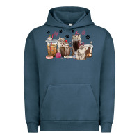 Pigment Midnight Navy siberian cat coffee cups Urban Hoodie - texasbilliewilder