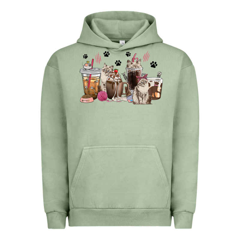 Siberian Cat Coffee Cups Urban Hoodie by texasbilliewilder | Teevron