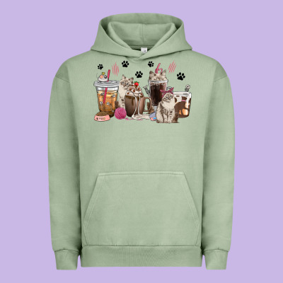 Urban Hoodie siberian cat coffee cups
