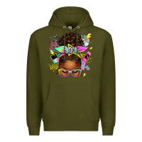 Army Green 90s afro messy bun Premium Hoodie - texasbilliewilder