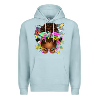 Blue Mist 90s afro messy bun Premium Hoodie - texasbilliewilder