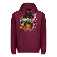 Burgundy 90s afro messy bun Premium Hoodie - texasbilliewilder