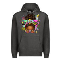 Charcoal Heather 90s afro messy bun Premium Hoodie - texasbilliewilder