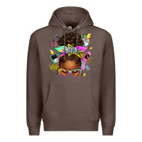 Coffee 90s afro messy bun Premium Hoodie - texasbilliewilder