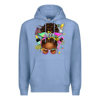 Colony Blue 90s afro messy bun Premium Hoodie - texasbilliewilder