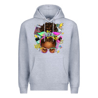 Heather Grey 90s afro messy bun Premium Hoodie - texasbilliewilder