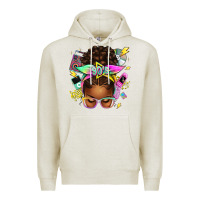Oatmeal Heather 90s afro messy bun Premium Hoodie - texasbilliewilder