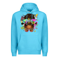 Ocean Blue 90s afro messy bun Premium Hoodie - texasbilliewilder