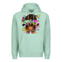 Seafoam 90s afro messy bun Premium Hoodie - texasbilliewilder