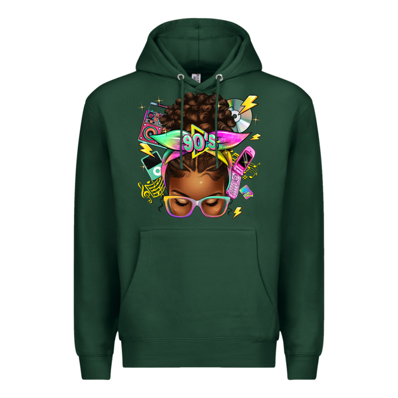 90s Afro Messy Bun Premium Hoodie by texasbilliewilder | Teevron