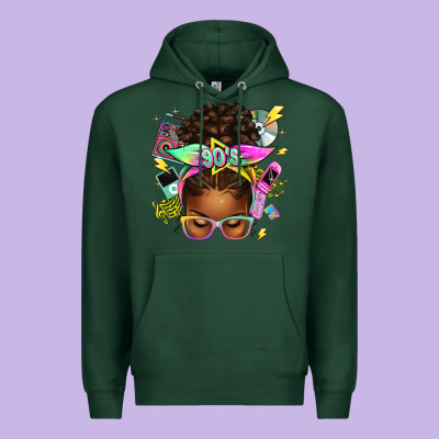 90s Afro Messy Bun Premium Hoodie Designed By Texasbilliewilder