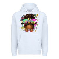 White 90s afro messy bun Premium Hoodie - texasbilliewilder