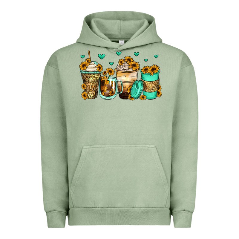 Sunflowers Coffee Cups Urban Hoodie by Zillion Design Studio | Teevron