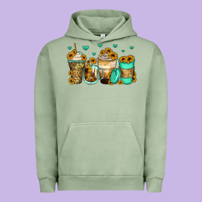 Sunflowers Coffee Cups Urban Hoodie Designed By Zillion Design Studio