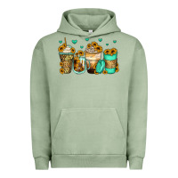 Pigment Oil Green sunflowers coffee cups Urban Hoodie - Zillion Design Studio