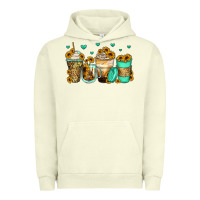 Pigment Pistachio sunflowers coffee cups Urban Hoodie - Zillion Design Studio