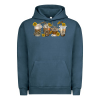 Pigment Midnight Navy skeleton hands coffee cups Urban Hoodie - texasbilliewilder