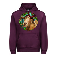 Mauve Wine Farm Goat Christmas Urban Hoodie - RanaPortraitStore