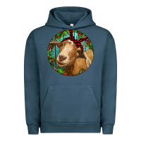 Pigment Midnight Navy Farm Goat Christmas Urban Hoodie - RanaPortraitStore