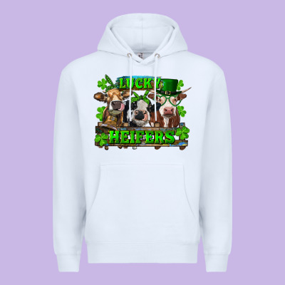 St Patricks Day Lucky Heifers Premium Hoodie Designed By Ranaportraitstore