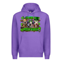 Purple St Patricks Day Lucky Heifers Premium Hoodie - RanaPortraitStore
