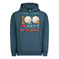 Pigment Midnight Navy i just served 100 days of school volleyball Urban Hoodie - Zillion Design Studio