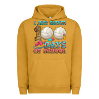 Pigment Peanut Butter i just served 100 days of school volleyball Urban Hoodie - Zillion Design Studio