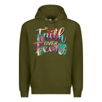 Army Green faith over fear Premium Hoodie - Zillion Design Studio