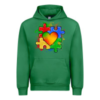 Emerald autism puzzle pieces heart Urban Hoodie - Zillion Design Studio