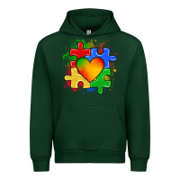 Forest Green autism puzzle pieces heart Urban Hoodie - Zillion Design Studio