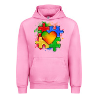 Fuchsia Pink autism puzzle pieces heart Urban Hoodie - Zillion Design Studio