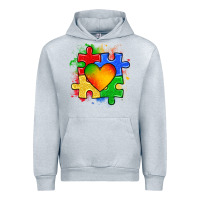 Heather Grey autism puzzle pieces heart Urban Hoodie - Zillion Design Studio
