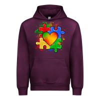 Mauve Wine autism puzzle pieces heart Urban Hoodie - Zillion Design Studio