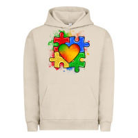 Pigment French Oak autism puzzle pieces heart Urban Hoodie - Zillion Design Studio