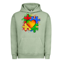 Pigment Oil Green autism puzzle pieces heart Urban Hoodie - Zillion Design Studio