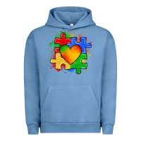 Pigment Pebble Blue autism puzzle pieces heart Urban Hoodie - Zillion Design Studio