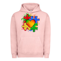 Pigment Salmon autism puzzle pieces heart Urban Hoodie - Zillion Design Studio