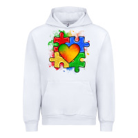 White autism puzzle pieces heart Urban Hoodie - Zillion Design Studio