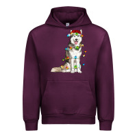Mauve Wine Husky Christmas Lights Urban Hoodie - RanaPortraitStore