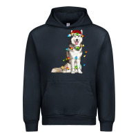 Navy Husky Christmas Lights Urban Hoodie - RanaPortraitStore