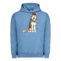 Pigment Pebble Blue Husky Christmas Lights Urban Hoodie - RanaPortraitStore