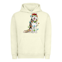Pigment Pistachio Husky Christmas Lights Urban Hoodie - RanaPortraitStore