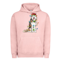 Pigment Salmon Husky Christmas Lights Urban Hoodie - RanaPortraitStore