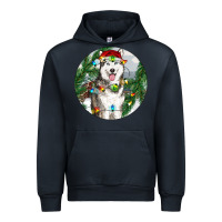 Navy husky and farm ornament Urban Hoodie - RanaPortraitStore