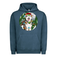 Pigment Midnight Navy husky and farm ornament Urban Hoodie - RanaPortraitStore