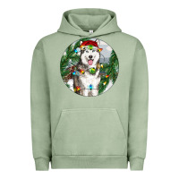 Pigment Oil Green husky and farm ornament Urban Hoodie - RanaPortraitStore