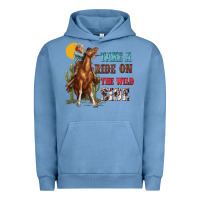 Pigment Pebble Blue take a ride on the wild side with rodeo Urban Hoodie - texasbilliewilder